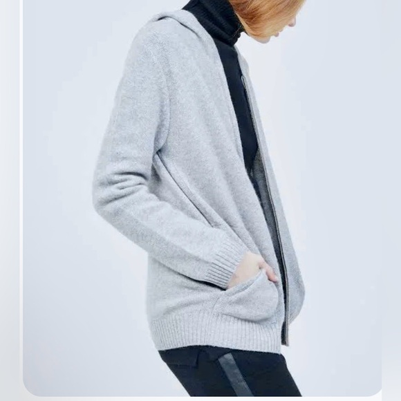 100% Cashmere Zip Hoodie Sweater Cardigan Sweatshirt Navy Size Medium - Picture 12 of 13